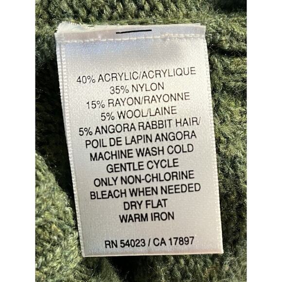 Old Navy Womens V Neck Sweater Jumper Green Cable Knit Wool Blend Pullover Sz S - Picture 6 of 6